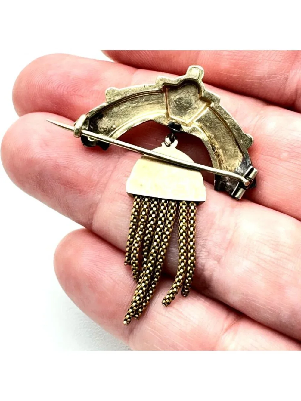 Antique Victorian Brooch Pin 10K Yellow Gold Fringe Pendant Design 3.49 Grams